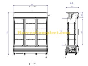 COMBISTEEL KOELKAST 3 GLASDEUREN FCU-1200 (7455.2110)